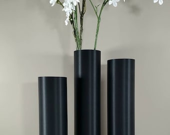 9 to 19 inch Tall Matte Black Cylinder Vase | Floor Vase |  Home Decor
