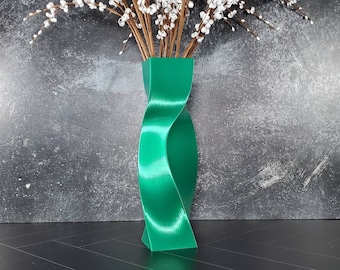 Tall Geometric Green Vase or Centerpiece | Flower Vase | Home Decor | Modern