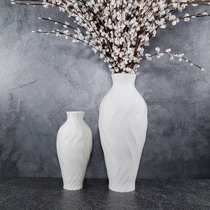 Matte White Vase 8 inch to 15 inch Tall Twirl - Flower Vase - Home Décor Vessel