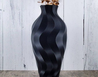 Matte Black Vase 8 inch to 19 inch Tall Twirl - Flower Vase - Home Décor Vessel