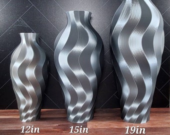 9.5 to 19 inch Tall Twirl Silver Vase or Centerpiece  | Home Decor | Flower Vase |  Special Event