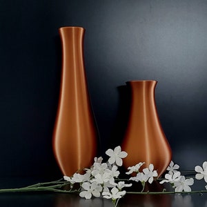 Copper Tone Bud Vase Collection or Set | Centerpiece | 8 or 12 inch | Modern