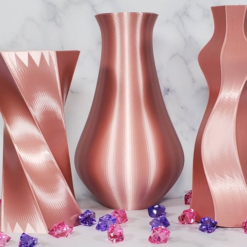 Tall Art Deco Rose Gold Vase Home Decor Flower Vase Etsy