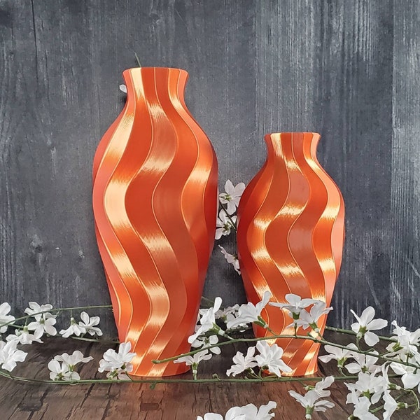 Orange Vase Twirl | Orange Flower Vase | Orange Home Decor | Party Decor | Wedding | Special Event | 8 inch to 15 inch Tall