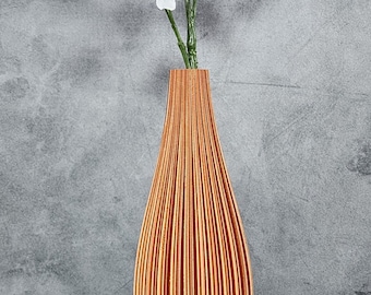 Boho Vase Ripple Design Copper Thin Fluted | Flower Vase | Home Decor |  Wedding | Table Centerpiece