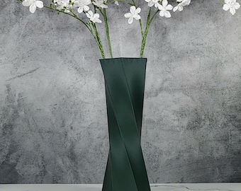 Vase Green Tall Matte Twist, Hunter Green Flower Vase, Modern Home Decor, Gift For Her, House Warming Gift, Unique Style, Floor Vase