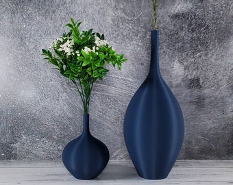 Tall Matte Navy Blue Long Neck Nordic Vase Desk Vase Home - Etsy