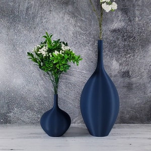 Tall Matte Navy Blue Long Neck Nordic Vase | Desk Vase | Home Decor