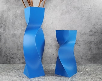 Blue Vase Matte, Geometric, Unique,Tall Centerpiece | Modern Home Decor | Special Events | Vase for Flowers | Pampas Grass Vase