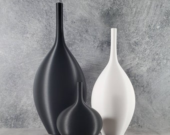 Tall Matte White or Black Long Neck Nordic Vase | Desk Vase | Home Decor | Pampas Vase