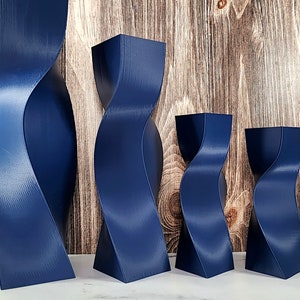 Tall Geometric Matte Navy Blue Vase or Centerpiece Modern Home Decor Flower Vase Gift image 10