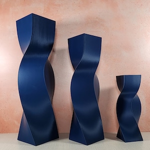 Tall Geometric Matte Navy Blue Vase or Centerpiece Modern Home Decor Flower Vase Gift image 5