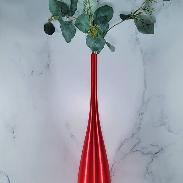 19 inch Tall Silk Shiny Red Long Modern Nordic Style Vase |  Home Decor | Dried Flowers | Pampas Vase | Floor Vase