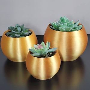 Gold Round Bowl | Succulent Planter