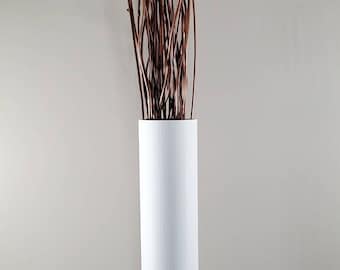 9 to 19  inch Tall Matte White Cylinder Vase | Flower Vase