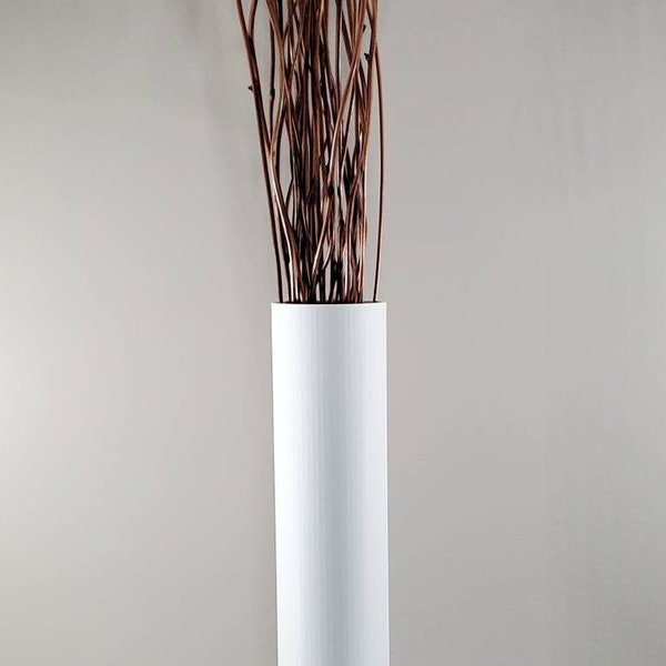 9 to 19  inch Tall Matte White Cylinder Vase | Flower Vase