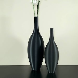 12 to 19 inch Tall Matte Black or Semi-Gloss Black Modern Long Nordic Vase | Boho | Flower Vase