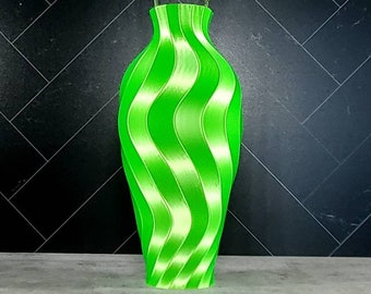 8 to 15 inch Tall Shiny Twirl Lime Green Apple Vase or Centerpiece  | Home Decor | Flower Vase | Wedding | Special Event | Christmas Decor