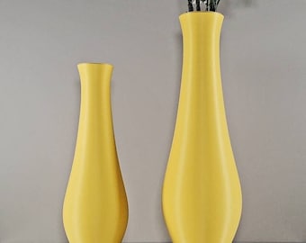 Tall Modern Matte Yellow Vase Size 12 to 19 | Vase For Flowers | Pamgras Vase