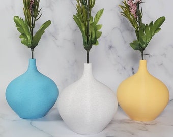Bulb Bud Vases | Matte Yellow | Red Marble | Blue Marble