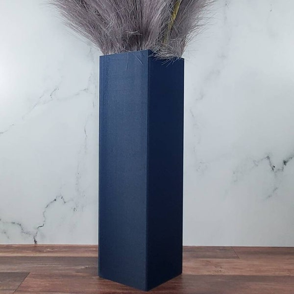 Tall Square Matte Navy Blue Vase | Home Decoor | Tall Box Vase | Wedding, Event or Party Decor | Flower Vase | Centerpiece