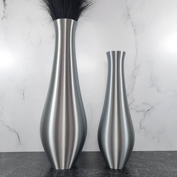 Tall Silver Floor Vases Etsy