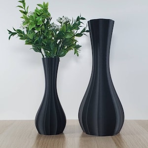 Tall Matte Black Modern Fluted Bud Vase | Table Vase | Home Decor | Flower Vase