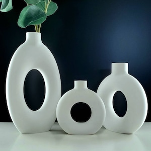 Matte White Tall and Large Nordic Vase 6/8/9/10/12/15 inch Home Decor | Donut Vase