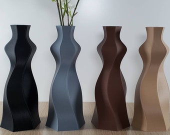 Earth Tone Tall Matte Elegant Vase 9.5in to 15 inches| Desk Vase | Home Decor | Black | Brown | Tan | Gray | Flower vase
