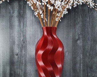 8 to 15 inch Tall Twirl Ruby Red Vase or Centerpiece  | Home Decor | Flower Vase | Wedding | Special Event | Christmas Decor