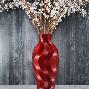 8 to 15 inch Tall Twirl Ruby Red Vase or Centerpiece  | Home Decor | Flower Vase | Wedding | Special Event | Christmas Decor