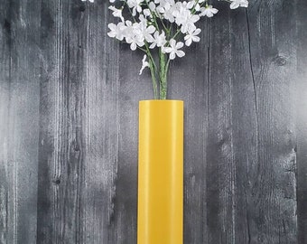 9 to 19 inch Tall Matte Yellow Cylinder Vase | Home Decor | Table Vase
