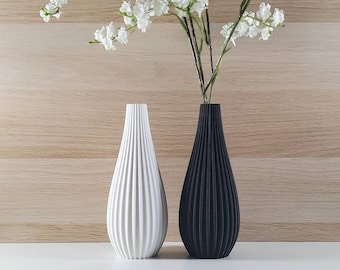 Matte White or Black Modern Rippled Bud Vase | Desk Vase | Home Decor | Flower Vase