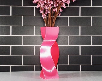 Tall Geometric Pink Vase or Centerpiece | Flower Vase | Home Decor | Modern Decor | Bright Statement Piece