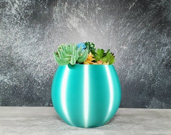 5 Inch Tall Teal Round Planter | Succulent | Home Decor | Party, Weddings, and Event Centerpieces