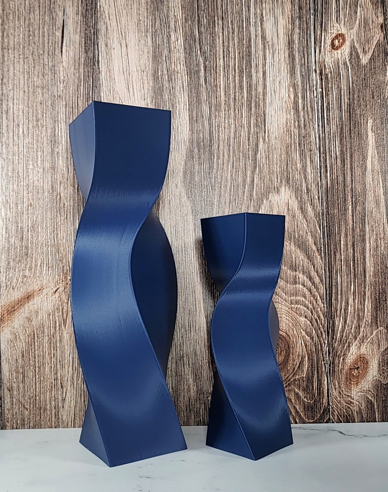 Tall Geometric Matte Navy Blue Vase or Centerpiece Modern Home Decor Flower Vase Gift image 7