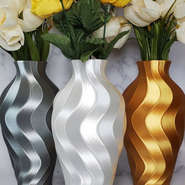 Shiny Twirl Vase 8in | 9.5in | 10.75in | 12 in | 14 in | 15 in | Flower Vase | Wedding Dector | Centerpiece  | Bridal Shower | Special Event