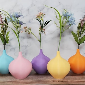 Modern Matte Pastel Bulb Bud Vase | Yellow | Light Blue | Pink | Purple | Orange