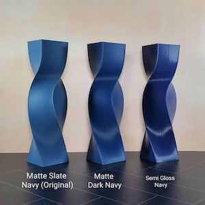 Tall Geometric Matte Navy Blue Vase or Centerpiece Modern Home Decor Flower Vase Gift image 2