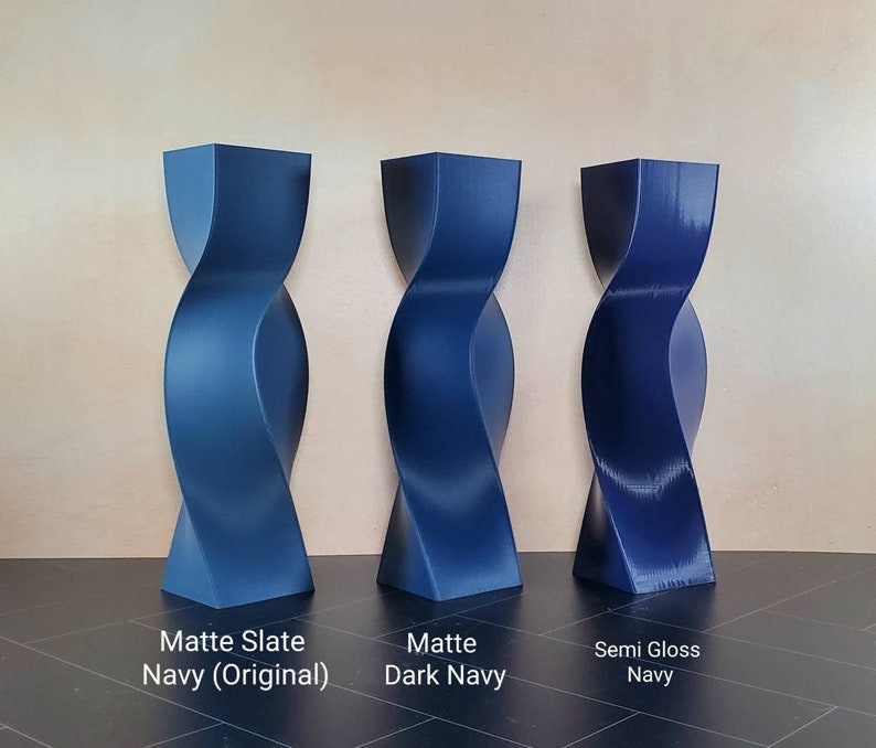 Tall Geometric Matte Navy Blue Vase or Centerpiece Modern Home Decor Flower Vase Gift image 2