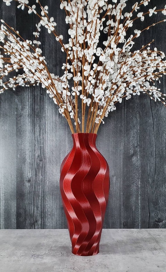 8 to 15 Inch Tall Twirl Ruby Red Vase or Centerpiece | Home Decor