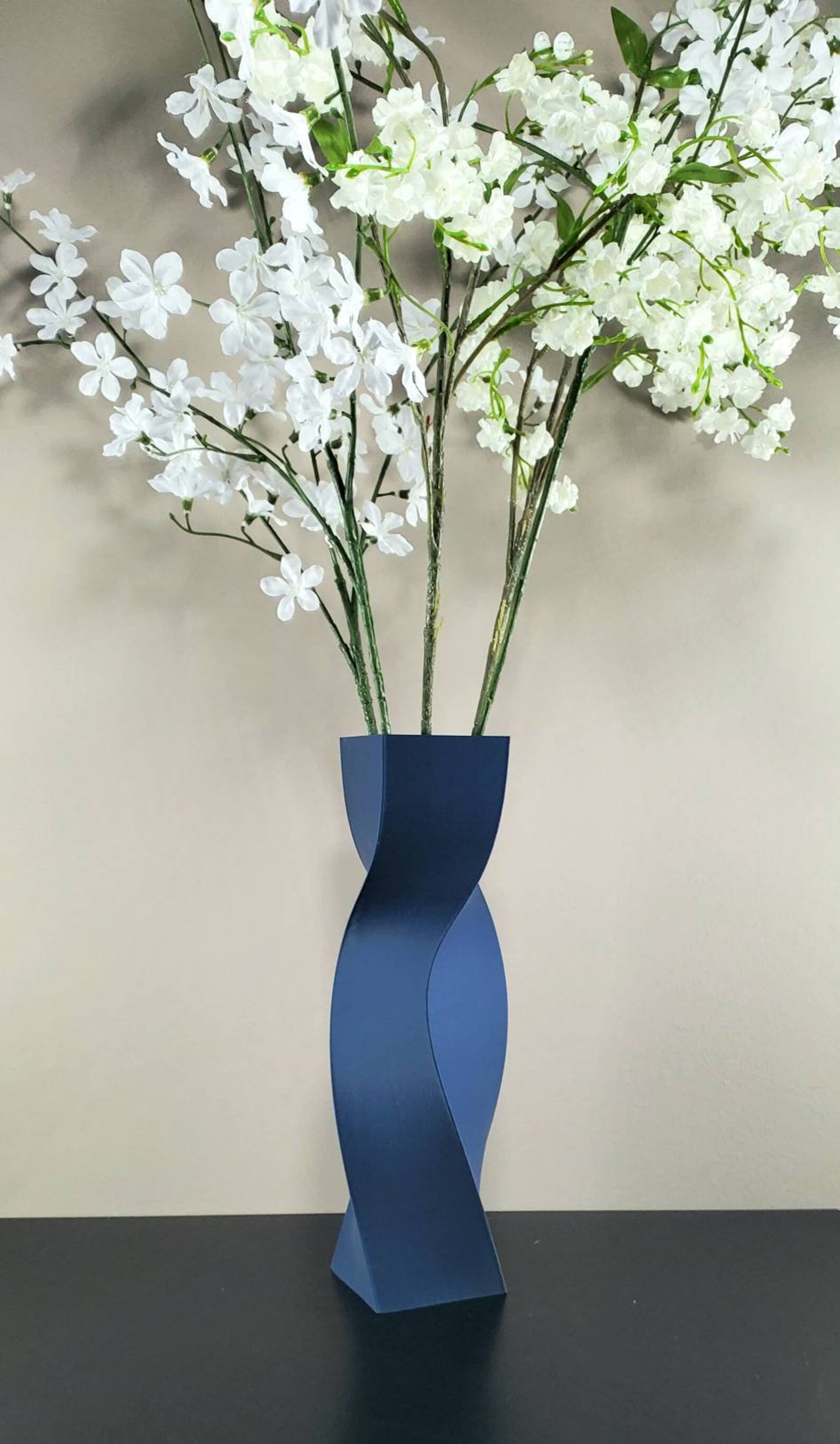 Tall Geometric Matte Navy Blue Vase or Centerpiece Modern Etsy