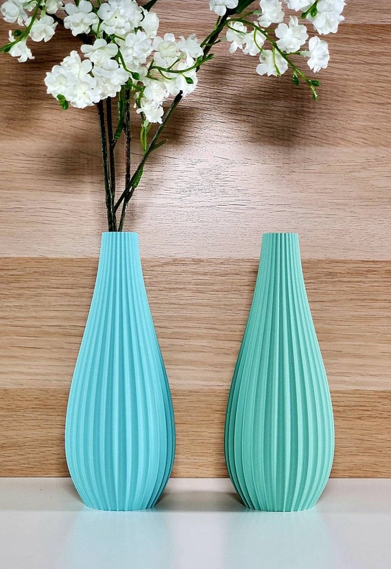 Matte Teal or Mint Green Modern Rippled Bud Vase | Desk Vase | Home Decor | Flower Vase