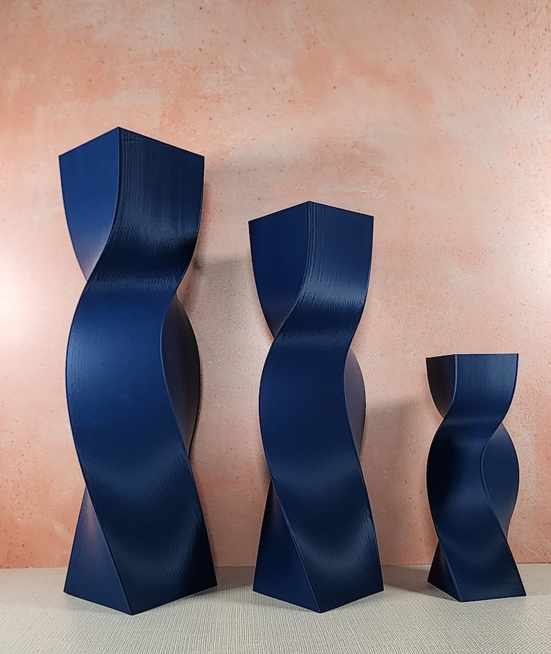 Tall Geometric Matte Navy Blue Vase or Centerpiece Modern Home Decor Flower Vase Gift image 5