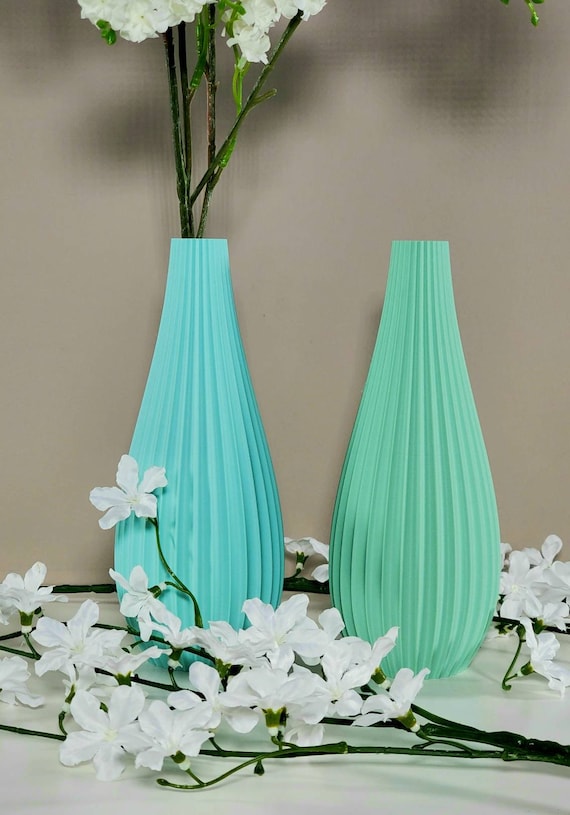 Matte Teal or Mint Green Modern Rippled Bud Vase | Desk Vase | Home Decor