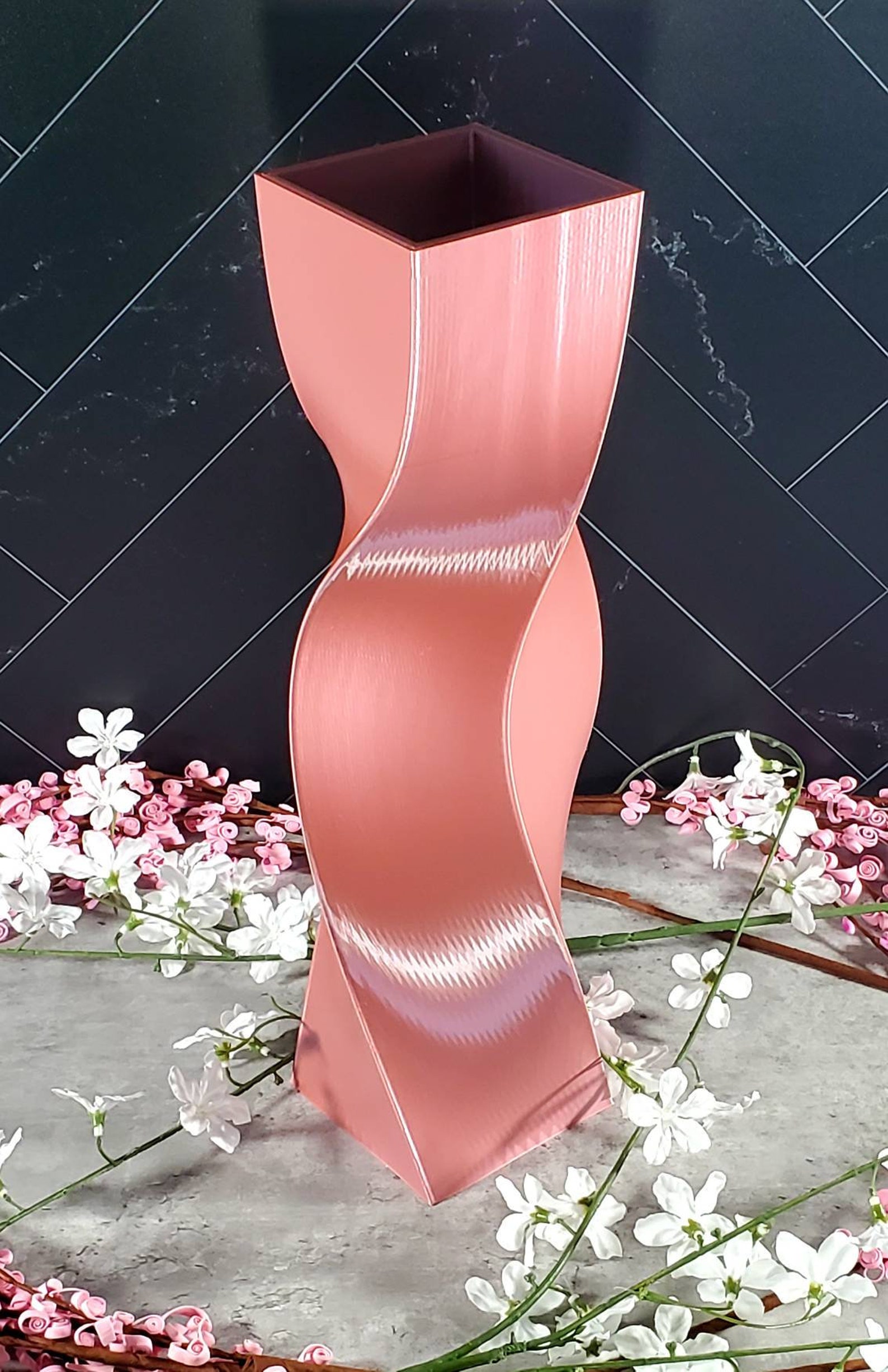 Tall Geometric Rose Gold Vase or Centerpiece Etsy