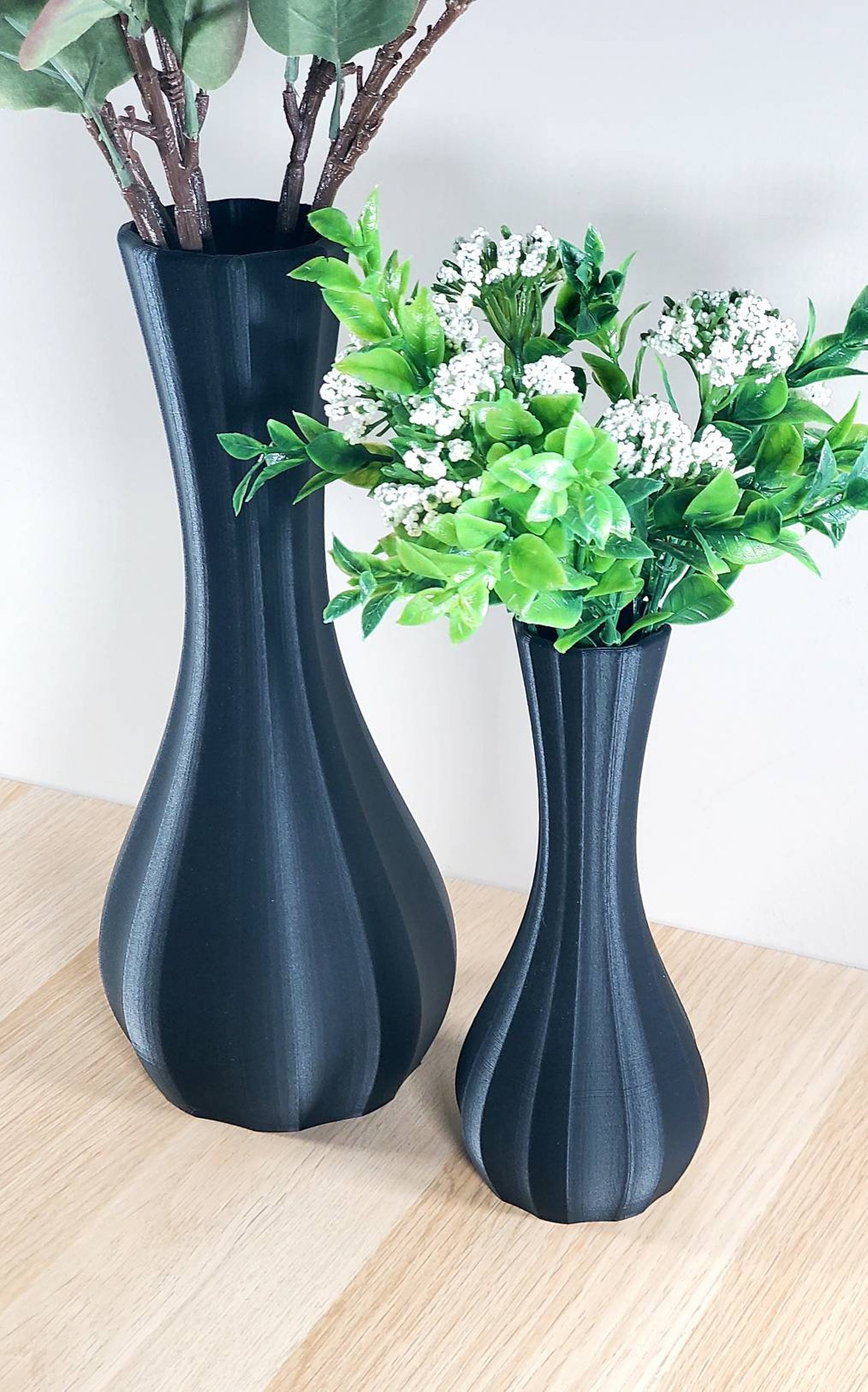 Tall Matte Black Modern Fluted Bud Vase Table Vase Home - Etsy