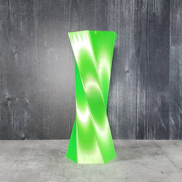 Tall Twist Lime Green Vase Geometric Style Centerpiece Home Decor or Special Occasions | Flower Vase | Modern Style