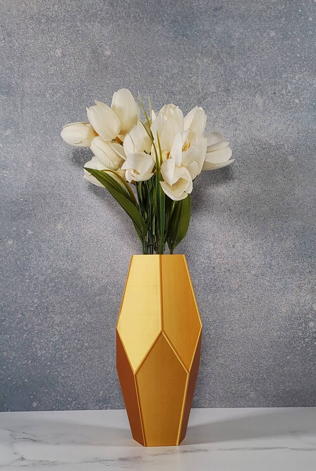 Pentagon Gold Vase Geometric Centerpiece Home Decor or Special Etsy