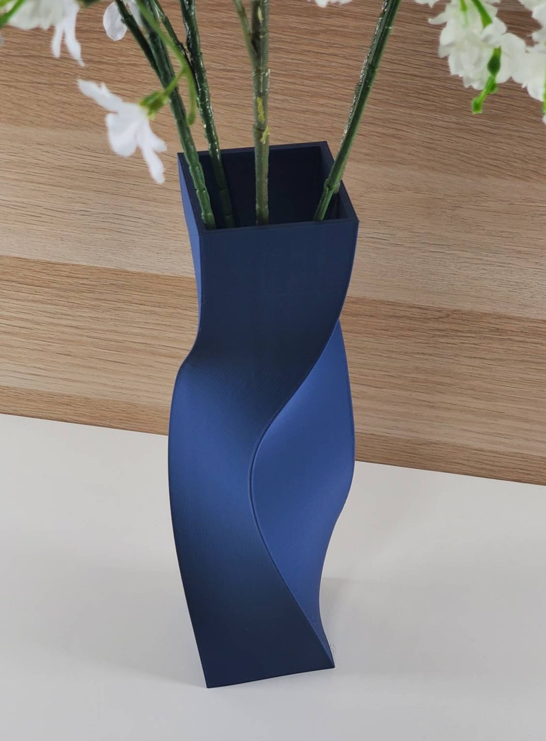Tall Geometric Matte Navy Blue Vase or Centerpiece Etsy